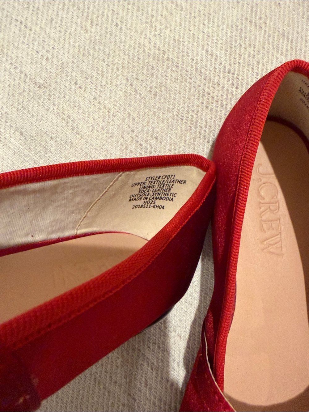 J. Crew Red Satin Mary Jane Flats with Crystal Strap and Bow - size 8.5 - Picture 7 of 10